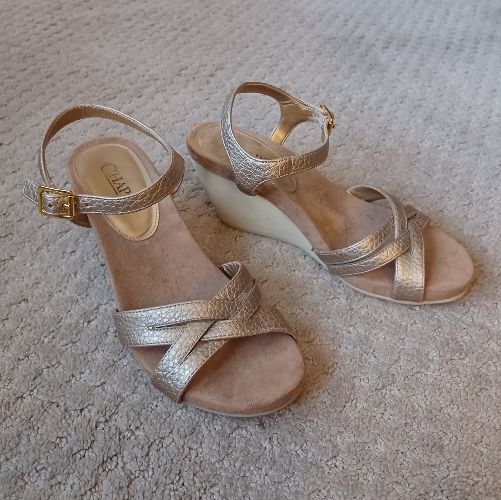 Women's Chaps Reine Gold Wedge Sandals